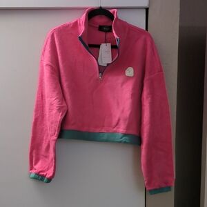 Cider Pink Pullover with Green Trim